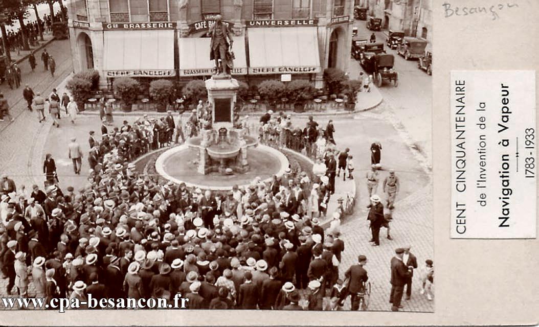 BESANÇON - Place Jouffroy - Cent cinquantenaire de l'invention de la Navigation à Vapeur (1783-1933)